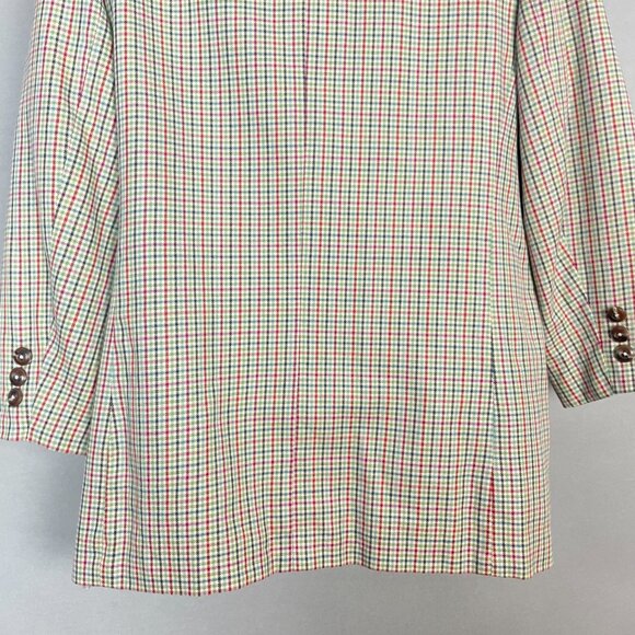 Vintage Plaid Blazer 90s Women Patch Pockets Liz Sport Button-Up Quirky Petite 2 - Picture 6 of 12